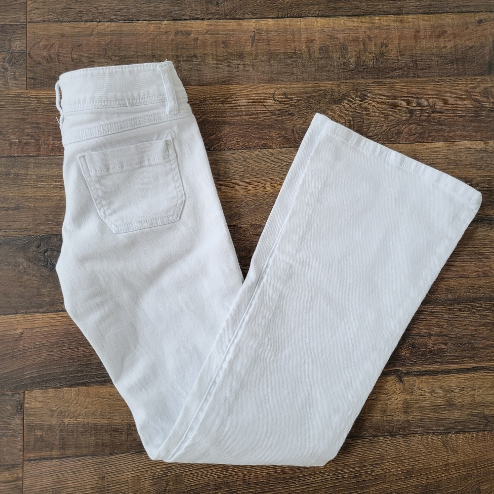 White flare jeans
